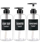 16.9oz Shampoo and Conditioner Bottles, Segbeauty 3pcs 500ml Refillable Shampoo Bottles for Showe...