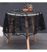 Lulu Home Halloween Table Cover, Round Black Spider Web Halloween Table Toppers for Festival Part...