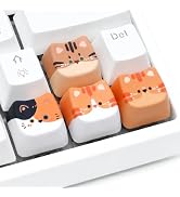 Tapbloom Artisan Keycap, 4 Keys Cute Cap for MX Keyboard (Ginger Cat Set) | Custom Animal Key Cap...