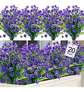 TURNMEON 20 Bundles Artificial Flowers for Outdoors Fake Plants Spring Decor, UV Resistant Artifi...