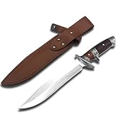 FU-GLBY Survival Knife with Leather Sheath Rosewood Handle Fixed Blade Strong Hunting Knives Gift...