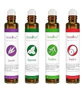 Aromatherapy Essential Oils Roll On Set Relaxation Gift for Women of 4 Pack Lavender Eucalyptus P...