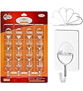 CGBE Adhesive Hooks Heavy Duty Sticky Hooks for Hanging 11 lbs (Max) Seamless Transparent Adhesiv...