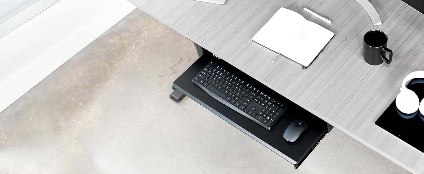 under desk mounted keyboard tray