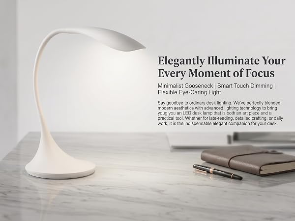GOOSE-NECK LAMP ON DESK