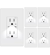 CML Wall Outlet with LED Night Light, 15 Amp Decorator Receptacle with Automatic Dusk to Dawn On/...