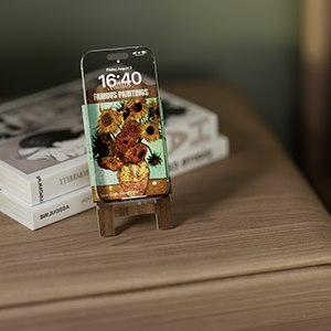 Phone holder for bedside cabinet