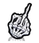 Iron on Patches for Jackets - Skeleton Middle Finger Shirt Motorcycle Patches for Vests Men Ghost...
