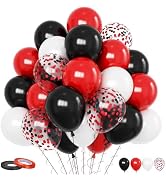 Funhot Red Black White Balloons, 60PCS Black and Red Balloons, 12Inch Red Black and White Party B...