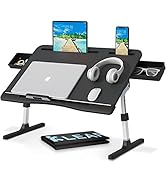 Laptop Desk for Bed, Lap Desks Trays with Double Storage Drawers, Adjustable Premium Leather Lapt...