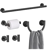 TURS Matte Black 5-Piece Bathroom Hardware Set Towel Bar Set 23.6inch Towel Racks for Bathroom Wa...