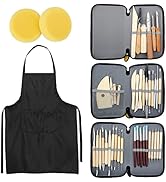 Blisstime Set of 42 Clay Sculpting Tool Wooden Handle Pottery Carving Tool Kit