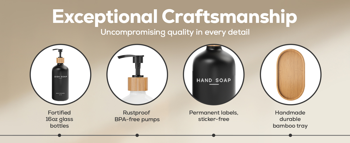 Boho Modern Kitchen Bathroom Soap Dispensers - Unleash Luxury (Black/White)