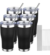 MEZMUT 20oz Coffee Tumbler with Lid and Straw Double Wall Vacuum Insulated Cup Stainless Steel Tr...