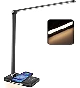 JOSTIC LED Desk Lamp with Night Lighting, Fast Wireless Charger, USB Charging Port, 10 Brightness...
