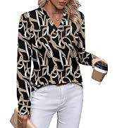 WIHOLL V Neck Business Casual Tops Fall Trendy Long Sleeve Shirts S-2XL | V Neck,Work Tops,Profes...