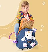Naturally kids toddler suitcase for girls with unicorn stuffed animal