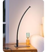 EDISHINE Curved LED Table Lamp, Modern Bedside Lamp with 3 Color Temperature & Stepless Dimming, ...