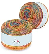 Aeelike Ombré Yarn for Crocheting, 2 PCS Colorful Gradient Yarn #4 Medium, Each 190g(6.7 oz) 400m...