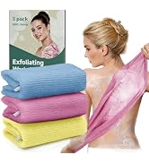 Bathway Exfoliating Washcloth Body Scrubber, 36.8-Inch Quick-Dry Exfoliating Towel, Japanese Loof...