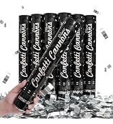 12in Confetti Poppers 6pk, LUMAFIZZ silvery Party Poppers | Confetti Cannons for Birthday,Christm...