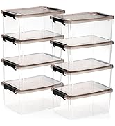 Nicunom 8 Packs Small Storage Bins with Lids, 3.2 QT Clear Storage Latch Box Plastic Storage Bins...