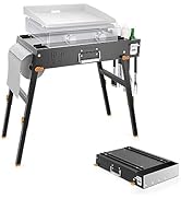 Yukon Glory Universal Portable Grill Table/Flat Top Grill Griddles Stand with Built in Grill Cad...