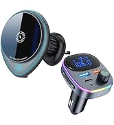 MagSafe 15W Car Mount Charger & Bluetooth 5.3 FM Radio Transmitter Car Adapter Supports Handsfree...