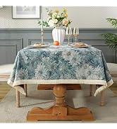 AIRCOWRIE Cotton Linen Tablecloth for Rectangle Tables, Heavy Duty Wrinkle Free Scratch Resistant...