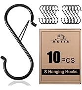 ADIIL 10 Pcs S Hooks for Hanging with Safety Buckle, Heavy Duty Metal S Shaped Closet Hooks for H...