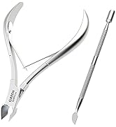 Professional Cuticle Trimmer with Cuticle Pusher Nail Cuticle Nipper Silver Stainless Steel Sharp...