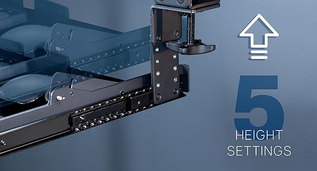 Clamp-on Height Adjustable Tilting Keyboard Tray