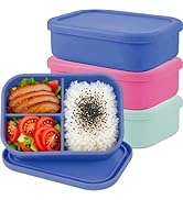Silicone Adult Bento Box, 3 Compartment Leakproof Silicone Lunch Container, Lunch Box for Men and...