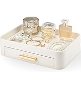 GORESE PU Leather Valet Tray with Drawer, Nightstand Organizer Catch All Tray for Jewelry Perfume...