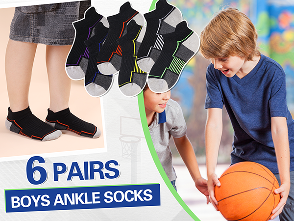 Kids Socks Boys Girls Ankle Athletic Socks Half Cushioned Low Cut Sport Cotton Breathable Socks