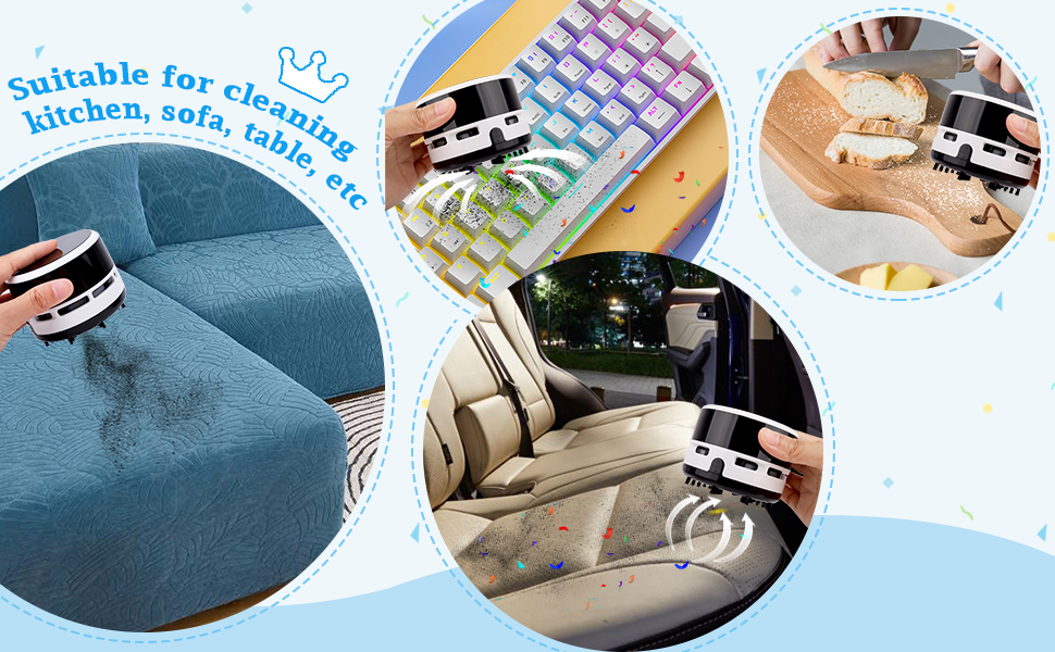 Desk Vacuum Cleaner Tabletop Battery Handheld Dust Crumb Sweeper Car Computer Keyboard Home Office