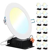 Sunco Lighting 12 Pack 5CCT 6 Inch Ultra Thin LED Recessed Ceiling Lights Slim 1500LM High Bright...
