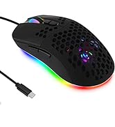 Attoe USB C Mouse, Lightweight Gaming Type C Mouse up to 7200 DPI, Wired for MacBook Pro, Chromeb...