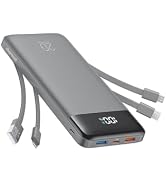 charmast 20000mAh Portable Charger with Built in Cables, 22.5W Travel Power Bank Fast Charging, U...
