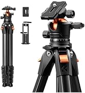 K&F CONCEPT 63" Aluminum Travel Camera Tripod with Arca-Compatible Ball Head, Compact Portable Li...