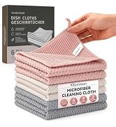 XXunivsun Dish Cloths 6-Pack 12x12 Inch with Hanging Loop, Pink/Gray/Beige | Super Absorbent Quic...