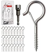 Foundrain 304 Stainless Steel 24 PCS 2 Inch Screw Eye Hooks with Locking Latch for Hanging String...