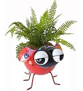 GIFTME 5 Metal Ladybug Flower Planter Garden Pot for Plants Indoor or Outdoor Decorations,7.5Inch