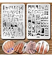 Swirl French Line Nail Stamping Plates French Tip Nail Stamp Plate Geometric Wave Stripes Snake F...