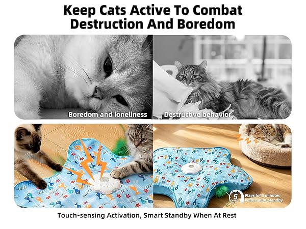 Interactive Cat Toy, Peek-a-Boo Series – Hidden Feather Wand, Rechargeable Indoor Hunting Toy