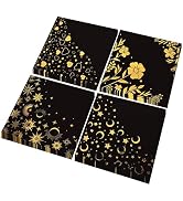 120pcs Black and Gold Cocktail Napkins-Disposable Beverage Party Napkins,Double-Layered Durable D...