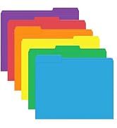 File Folder, PANDRI 120 Pack Colored File Folder, 1/3 Cut Tab, Letter Size, Assorted 6 Colors Fil...