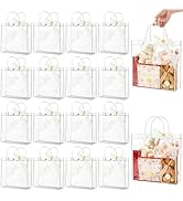 Ohuimrt 20 PCS Clear Plastic Gift Bags with Handles, Reusable Party Favor Bags with Ribbon Transp...