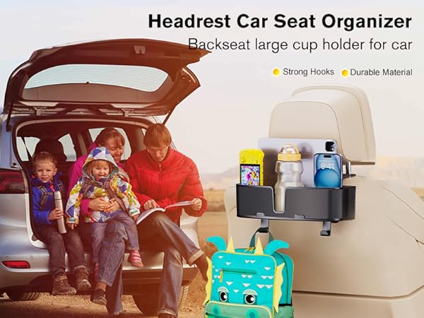 Car Headrest Cup Holder for Back Seat Organizer