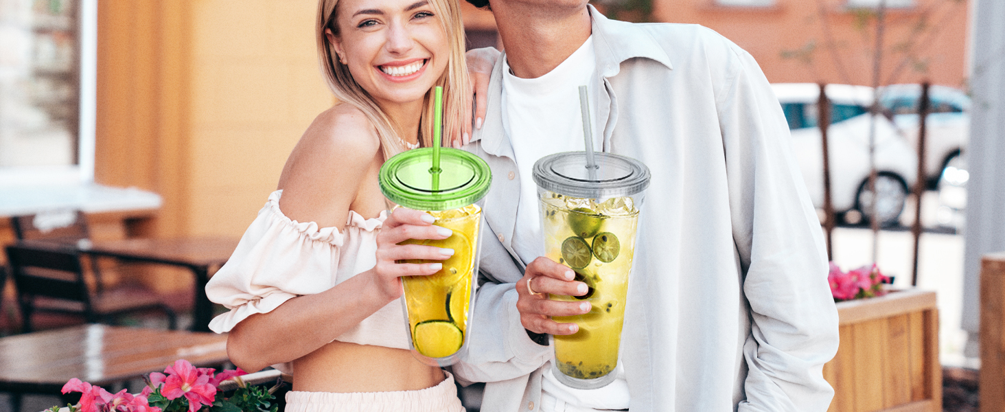 32oz clear double wall tumbler with straw 1464-600 (5)